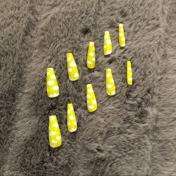 Hand Painted Press on Nails | Neon Clouds - Picture 2 of 2